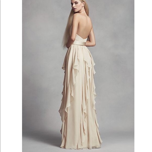 CHIFFON BRIDESMAID DRESS WITH CASCADING SKIRT - Picture 2 of 3